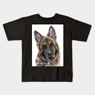 Smiling German Shepherd Dog With Bandanna Kids T-Shirt